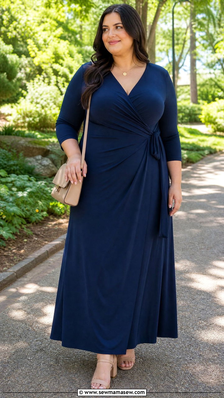 Plus Size Modest Maxi Wrap Dress Outfit - 30 Modest outfit ideas plus size