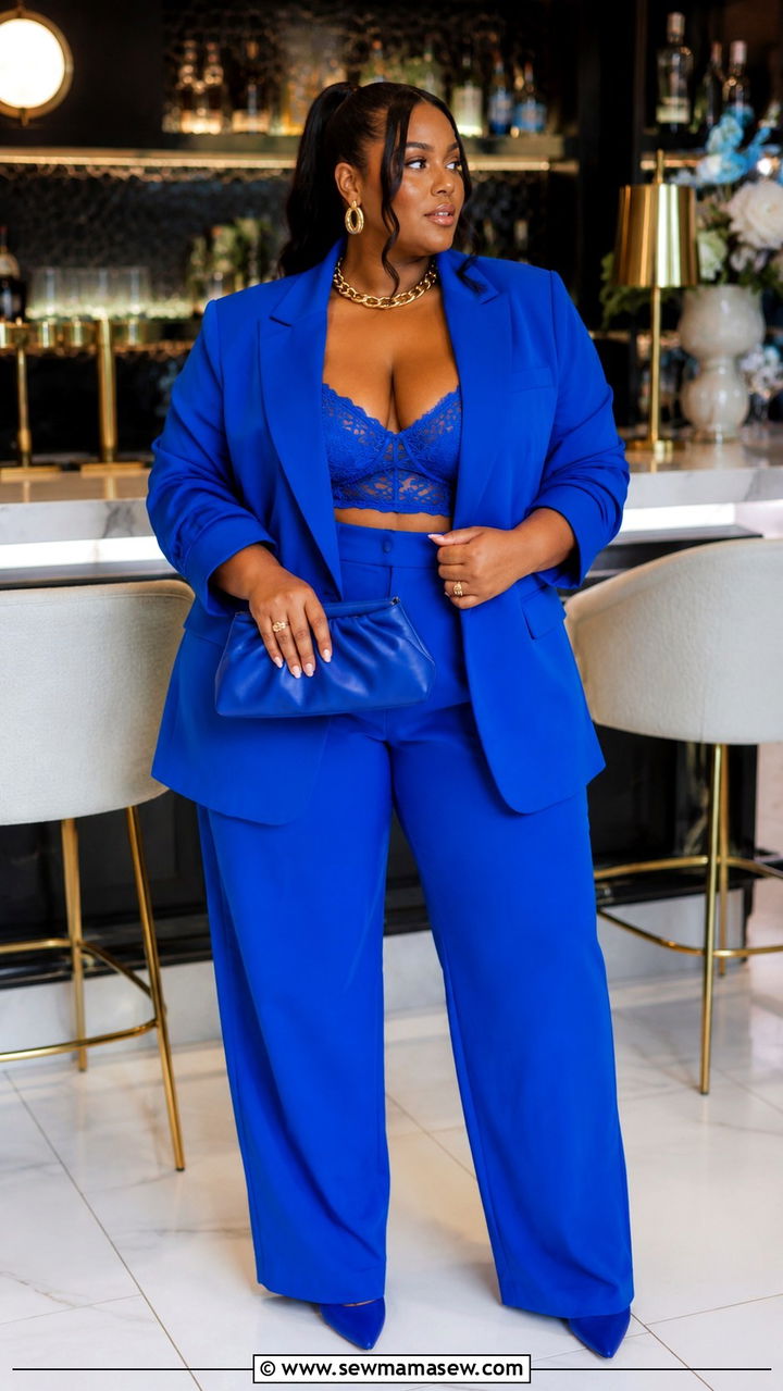 Plus Size Monochrome Blazer Suit - 30 plus size girls night out outfit ideas
