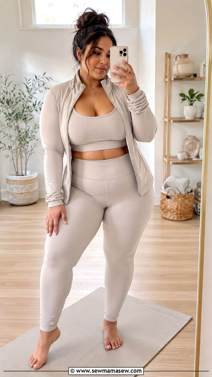 Plus Size Monochrome Matching Yoga Set - 25 Yoga outfit ideas plus size