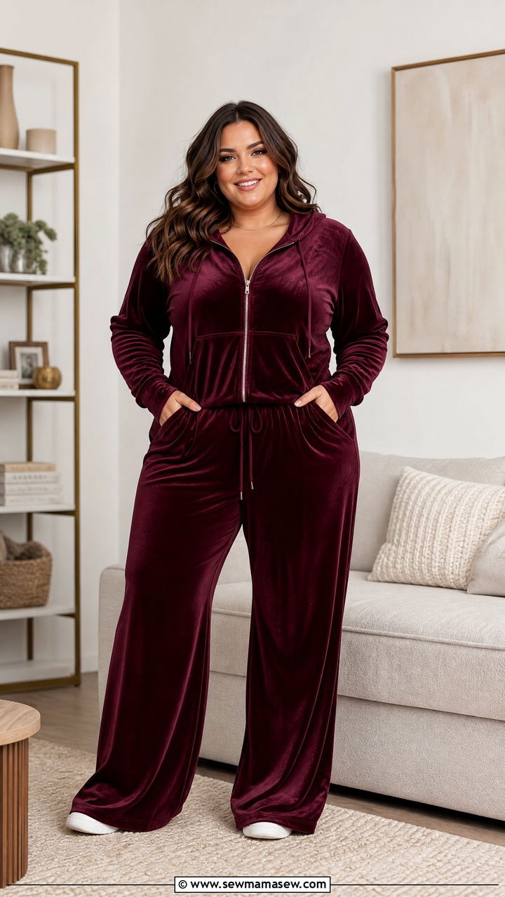 Plus Size Monochrome Velour Lounge Set - 25 Loungewear outfit ideas plus size