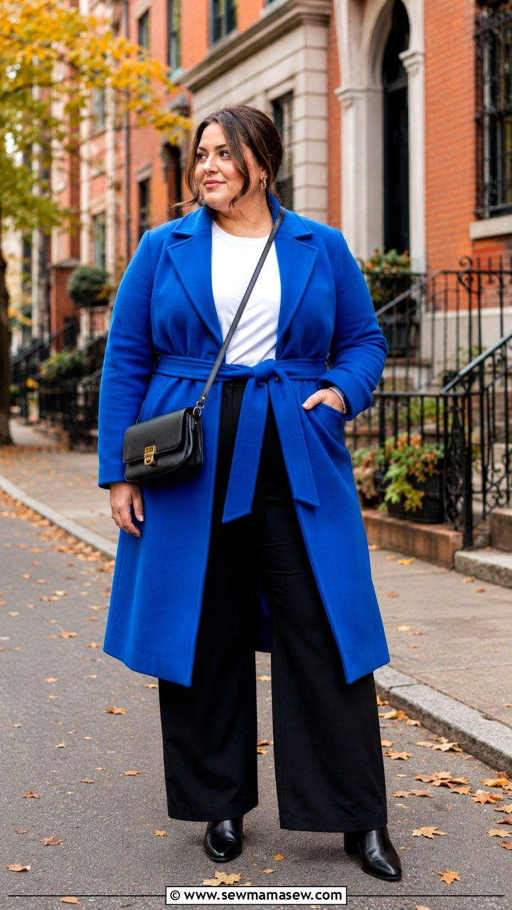 Plus Size Neutral Base with a Color Pop Coat - 25 Plus size outfit ideas French girl