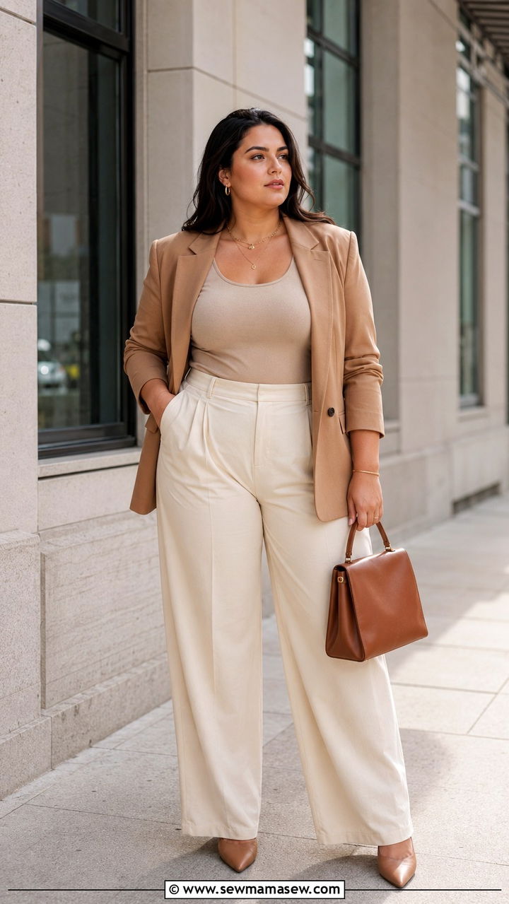Plus Size Neutral Tonal Outfit - 30 Minimalist outfits plus size