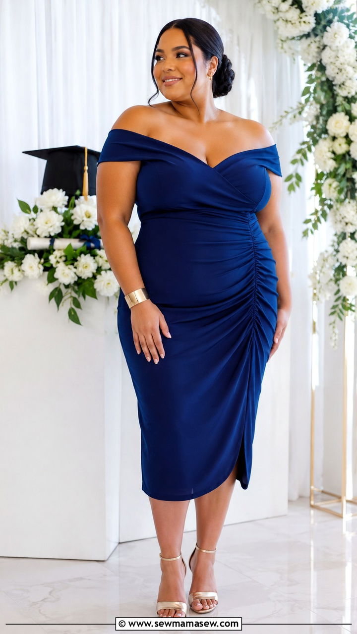 Plus Size Off Shoulder Dress Graduation Outfit - 30 Plus size graduation outfit ideas