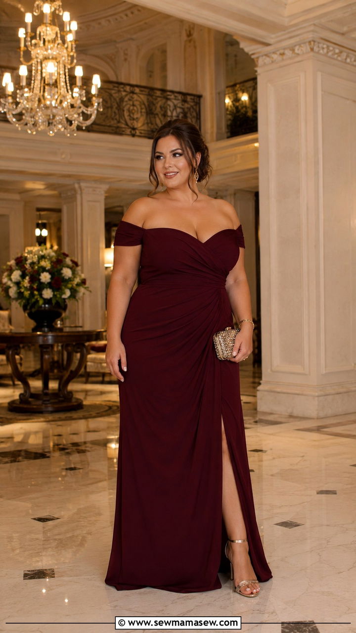 Plus Size Off Shoulder Maxi Dress Photoshoot Outfit - 30 Plus size photoshoot outfit ideas