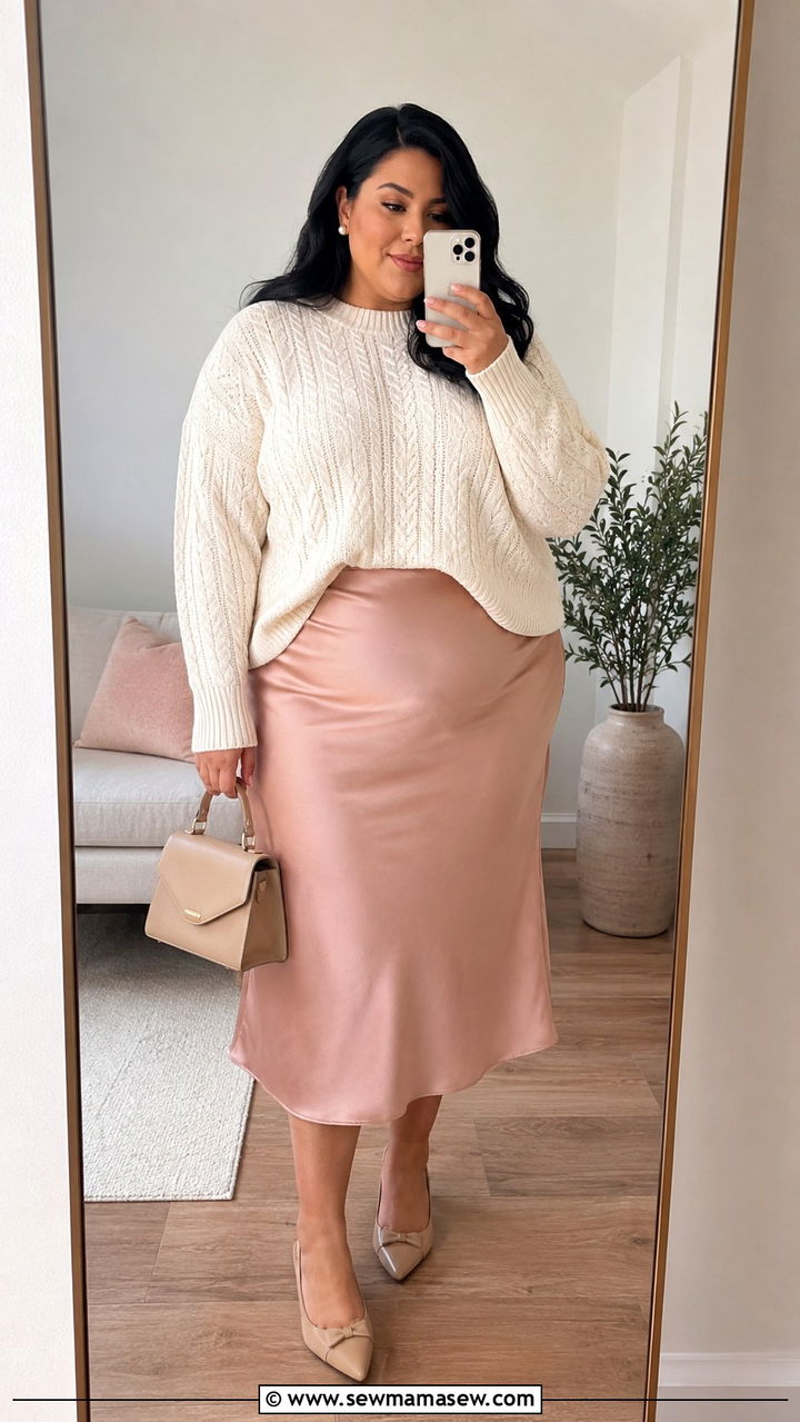 Plus Size Old Navy Midi Skirt and Knit Sweater Outfit - 20 Plus size from Old Navy