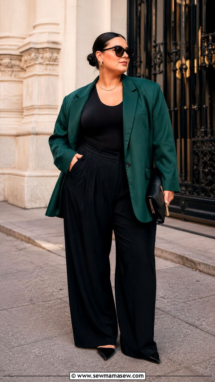 Plus Size Oversized Blazer And Tailored Trousers Concert Outfit - 30 Plus size outfit ideas for concert