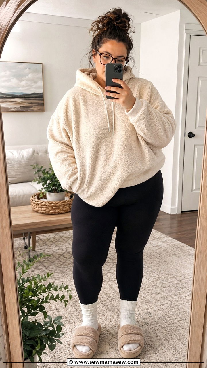 Plus Size Oversized Hoodie and Leggings - 30 Plus size loungewear outfits