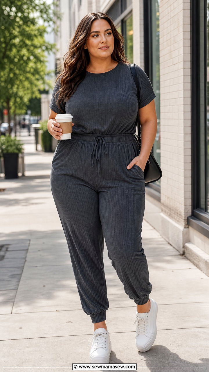Plus Size Pajama Jumpsuit With Sneakers - 30 Plus size pajama outfit ideas