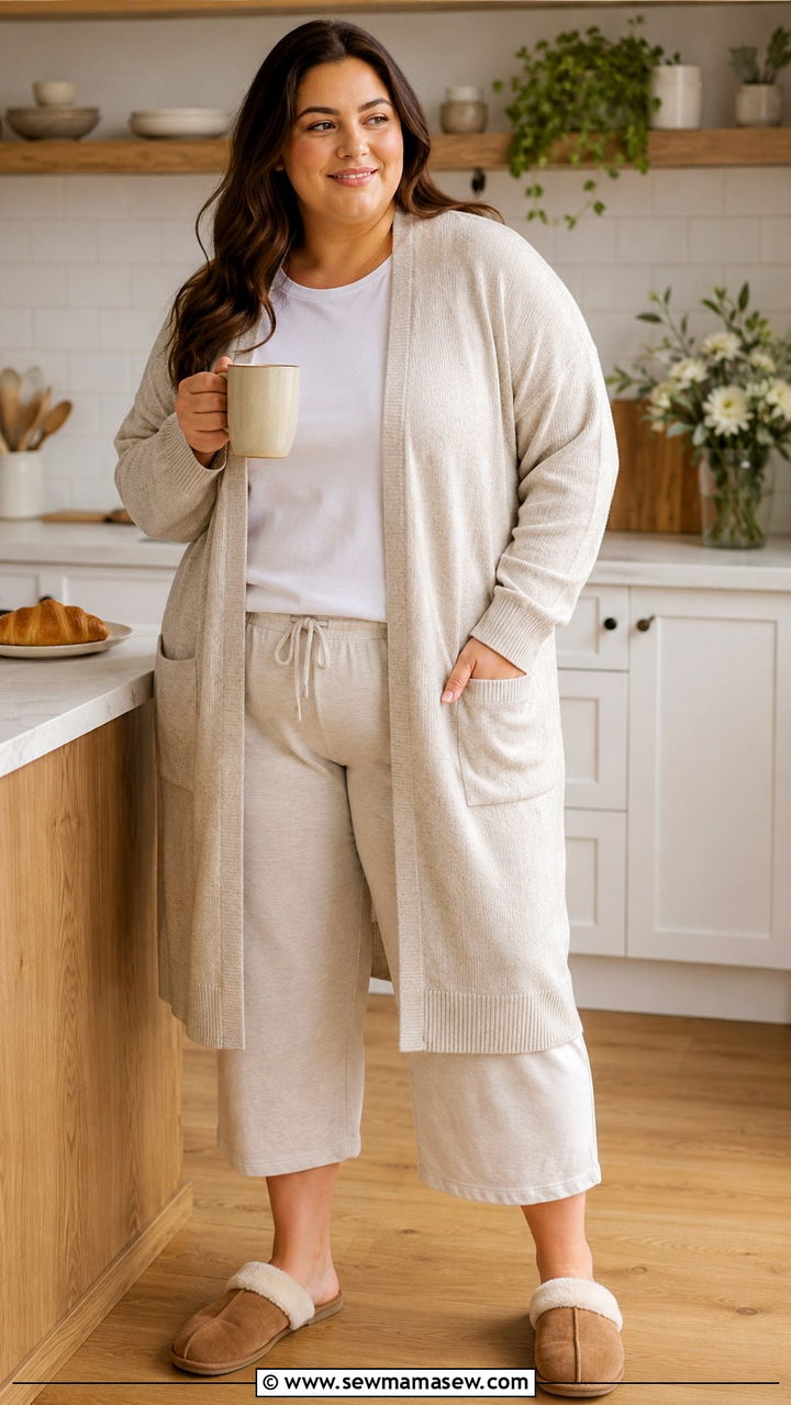 Plus Size Pajama Set With Cardigan - 30 Plus size pajama outfit ideas