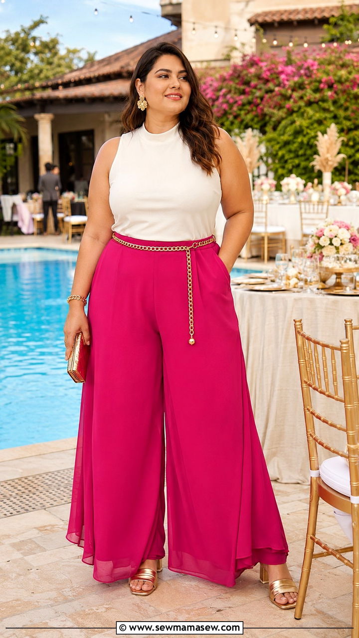 Plus Size Palazzo Pants Outfit For Wedding Guest - 30 plus size summer wedding guest outfit ideas