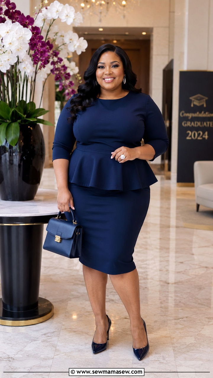 Plus Size Peplum Top And Pencil Skirt Graduation Outfit - 30 Graduation outfit ideas for plus size