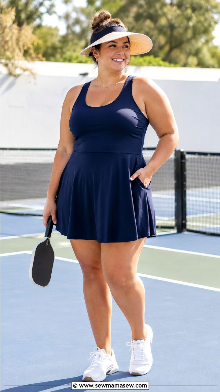 Plus Size Pickleball Dress with Built In Shorts - 25 Pickleball outfit ideas plus size