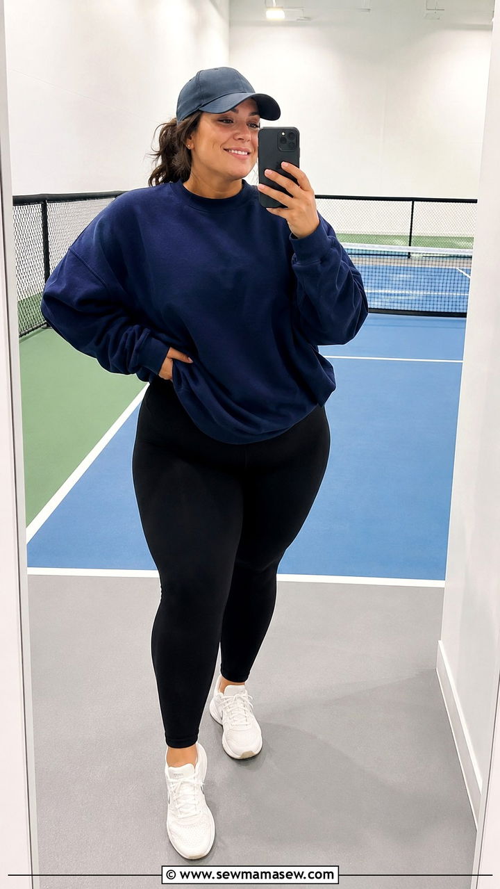 Plus Size Pickleball Sweatshirt and Leggings - 25 Pickleball outfit ideas plus size