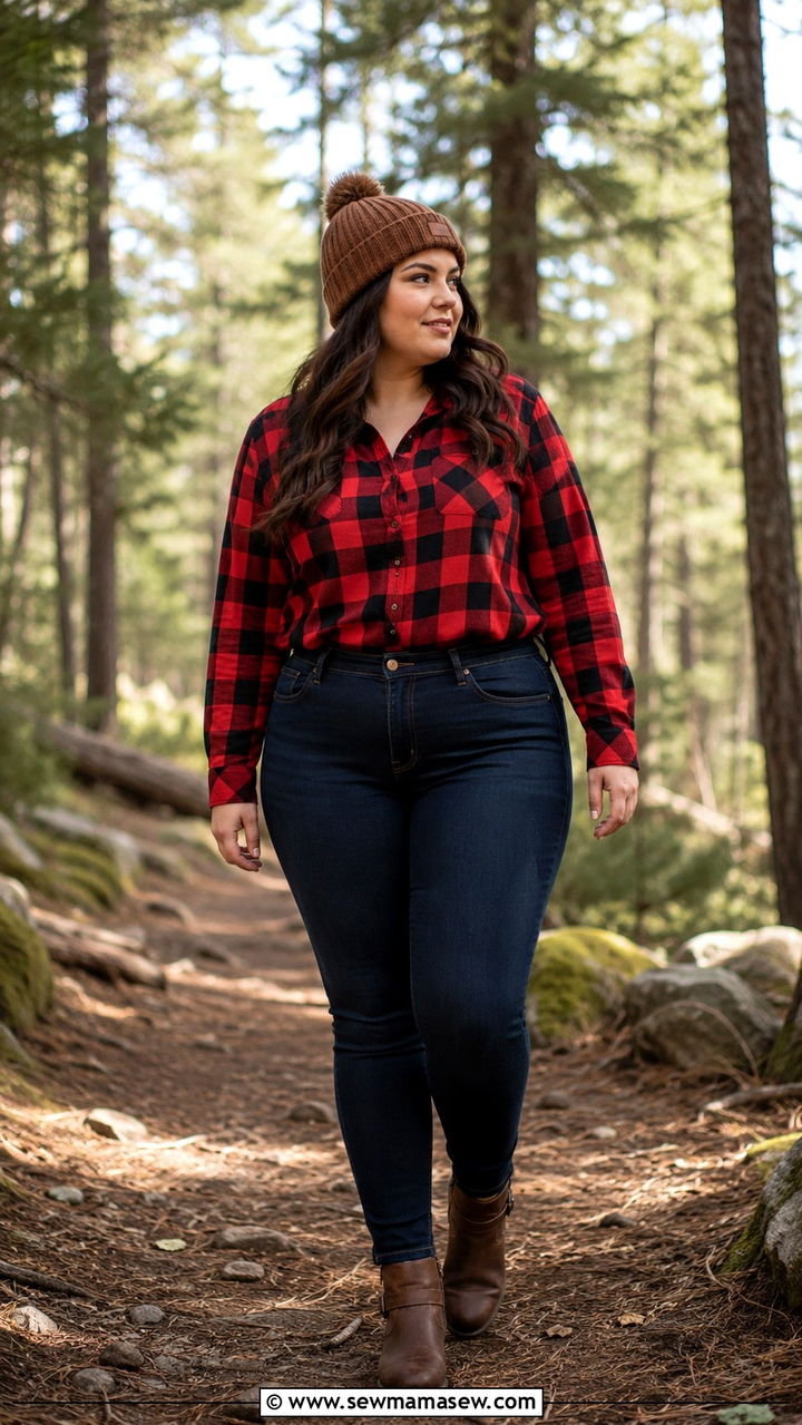 Plus Size Plaid Shirt And Jeans Photoshoot Outfit - 30 Plus size outfit ideas for photoshoot