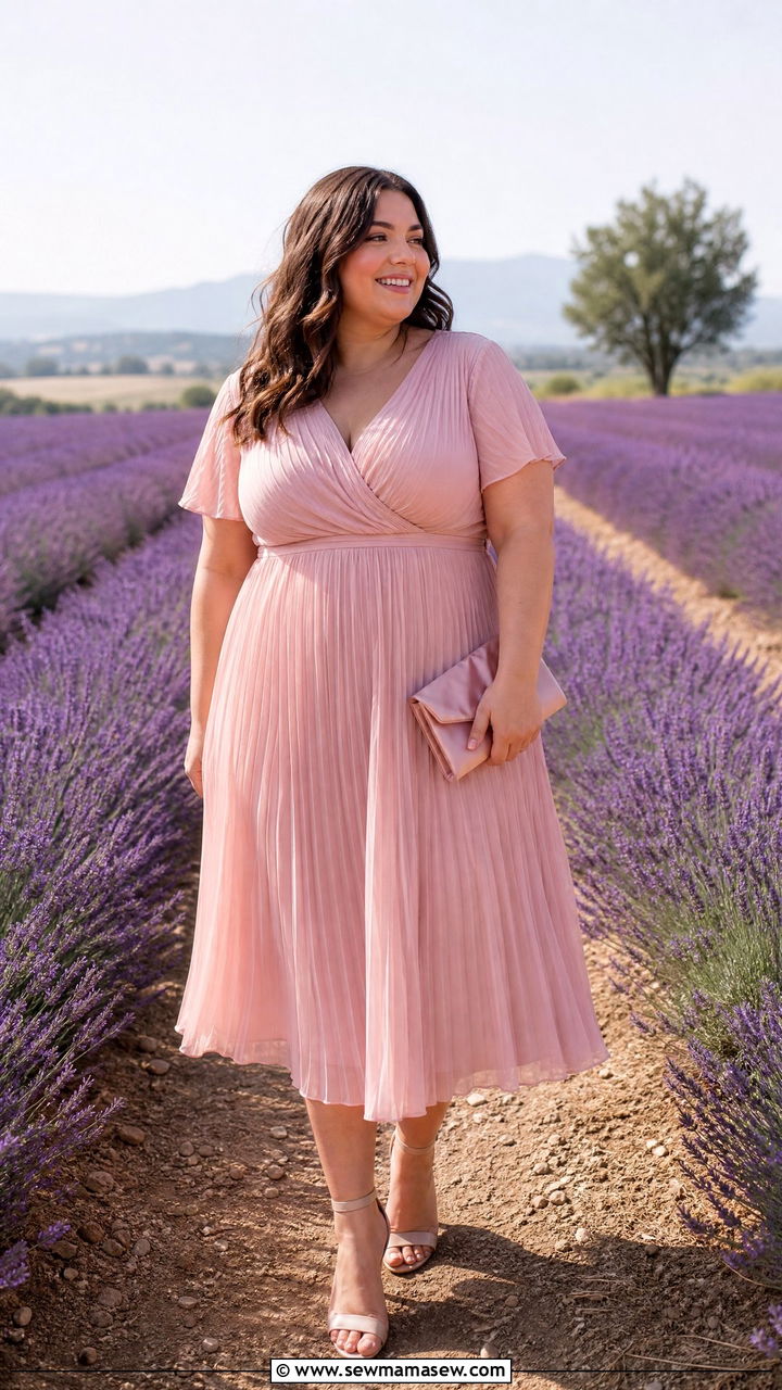 Plus Size Pleated Dress Wedding Guest Outfit - 30 plus size summer wedding guest outfit ideas