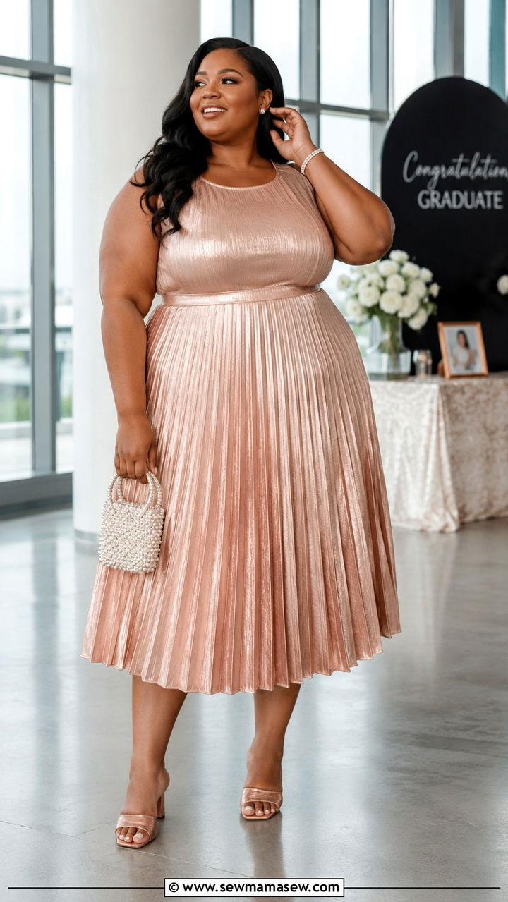 Plus Size Pleated Midi Dress Graduation Outfit - 30 Graduation outfit ideas for plus size