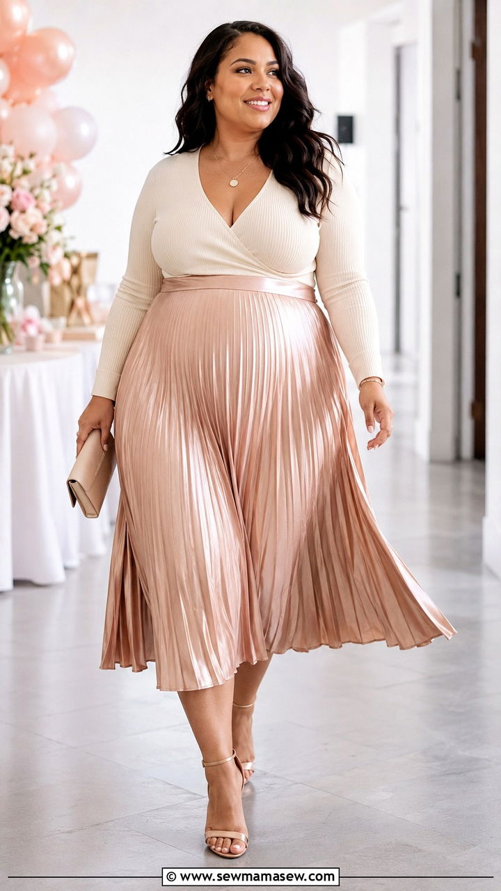 Plus Size Pleated Skirt Top Baby Shower Outfit - 30 plus size baby shower outfit ideas