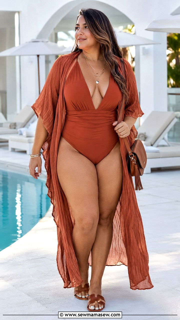 Plus Size Plunge One Piece Pool Outfit - 25 Plus size pool outfits