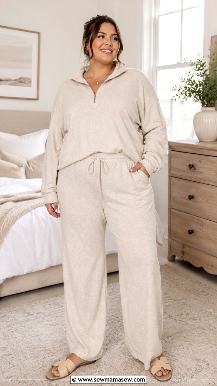 Plus Size Postpartum Matching Lounge Set Outfit - 20 Plus size postpartum outfit ideas