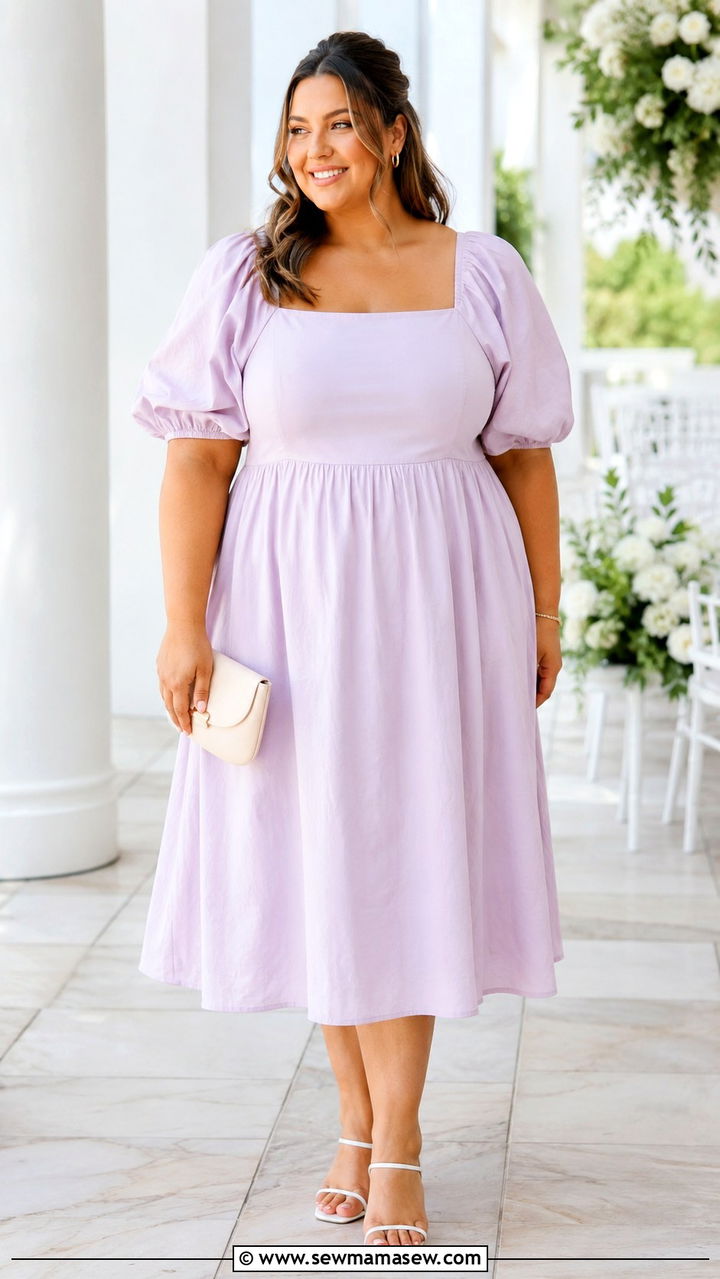 Plus Size Puff Sleeve Dress Graduation Outfit - 30 Plus size graduation outfit ideas