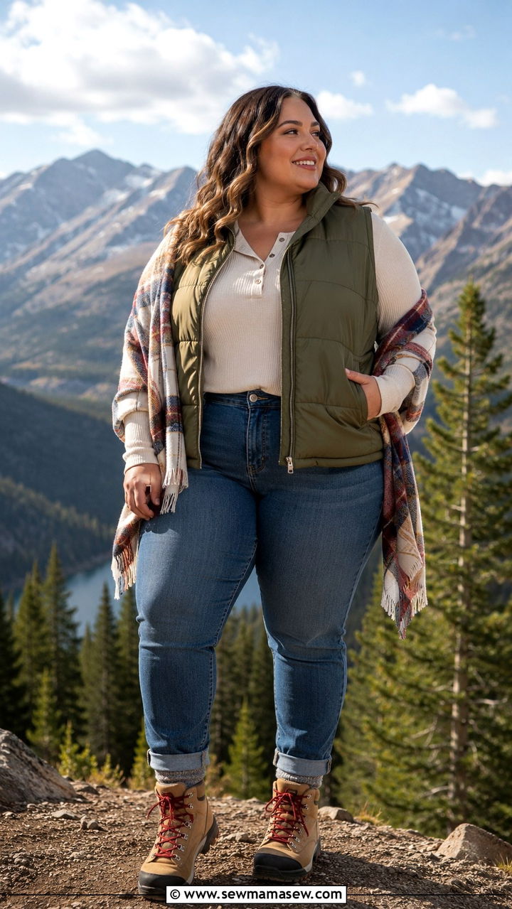 Plus Size Puffer Vest Photoshoot Outfit - 30 Plus size outfit ideas for photoshoot