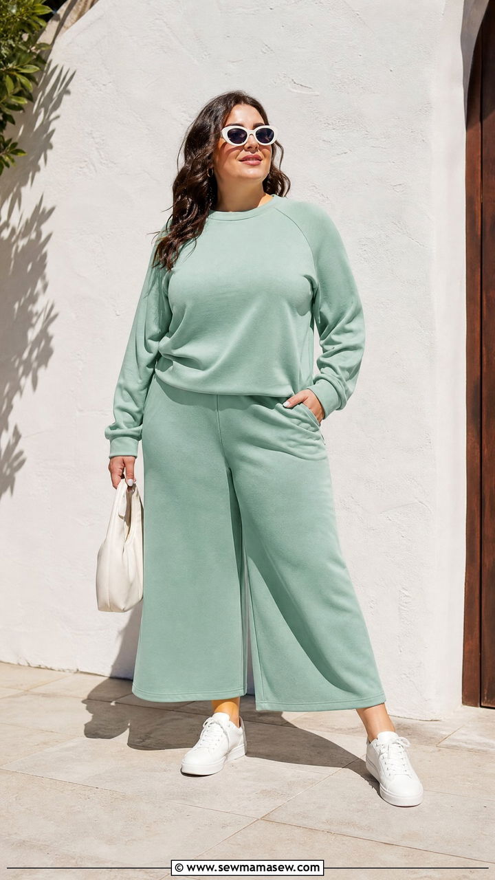 Plus Size Raglan Sweatshirt and Culottes - 25 Loungewear outfit ideas plus size