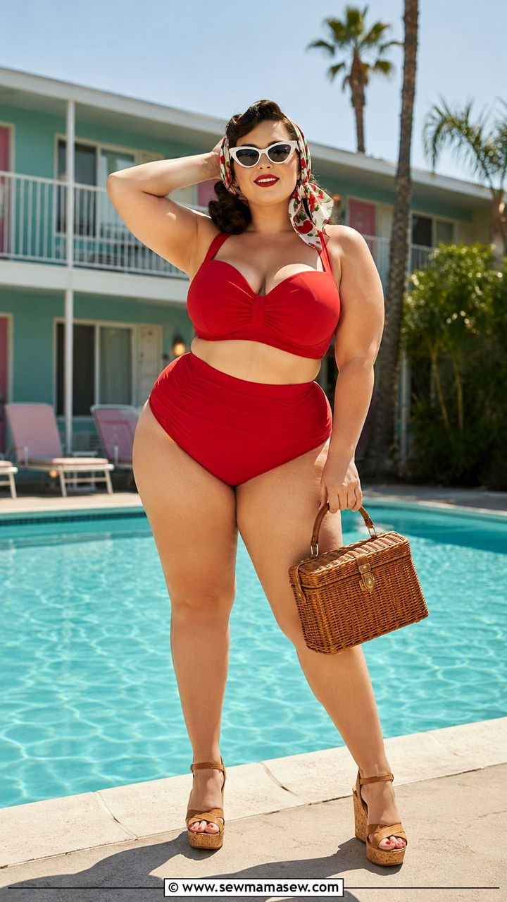 Plus Size Retro Bikini Pool Outfit - 25 Plus size pool outfits