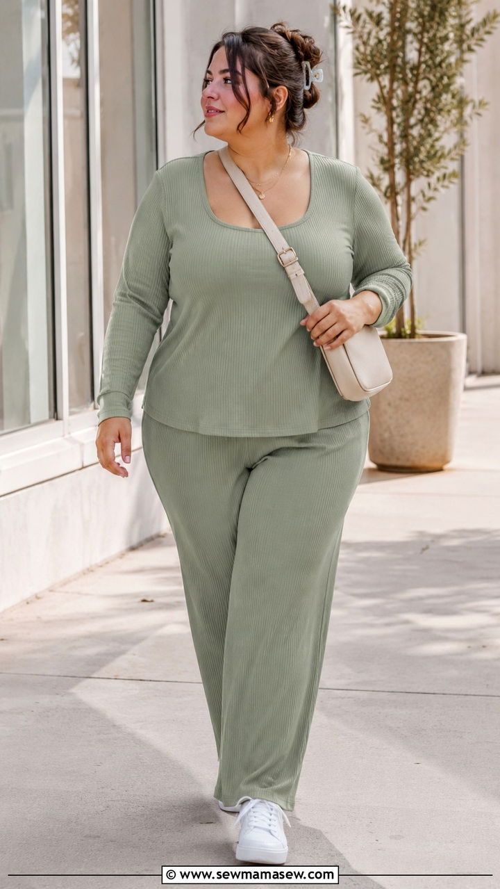 Plus Size Ribbed Loungewear Set - 30 Plus size loungewear outfits