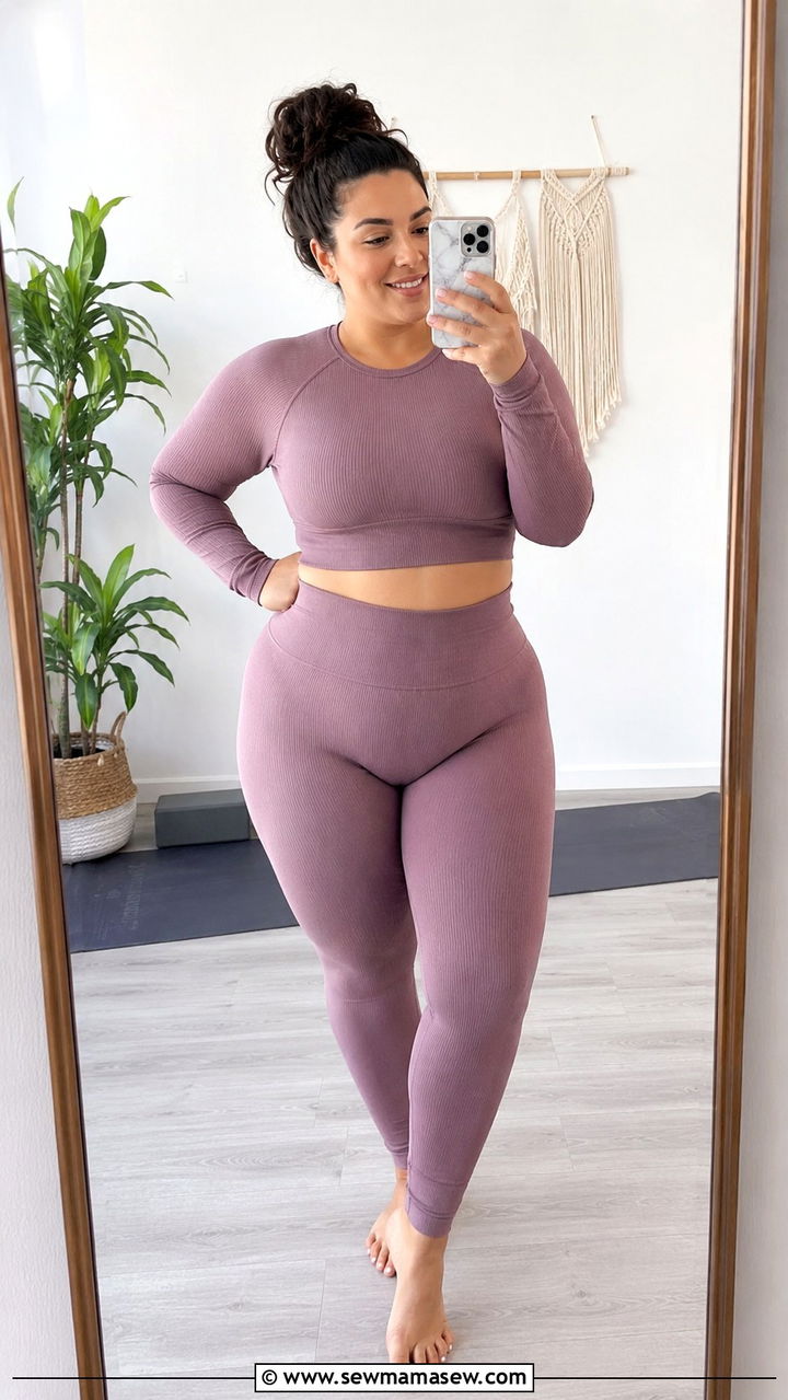 Plus Size Ribbed Seamless Two Piece Yoga Set - 25 Yoga outfit ideas plus size