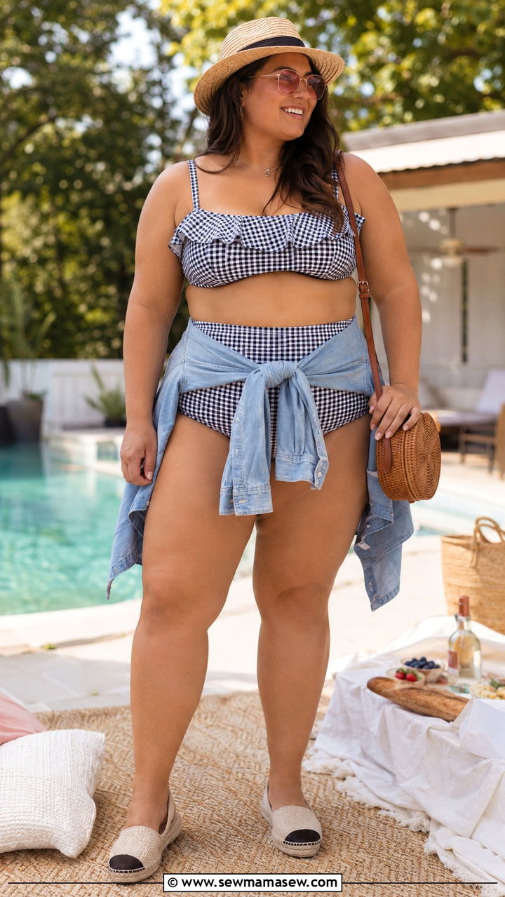 Plus Size Ruffled Bikini Pool Outfit - 25 Plus size pool outfits