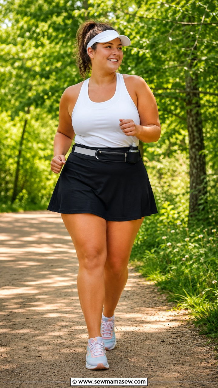 Plus Size Running Outfit With Skort and Tank Top - 30 Plus size running outfit ideas