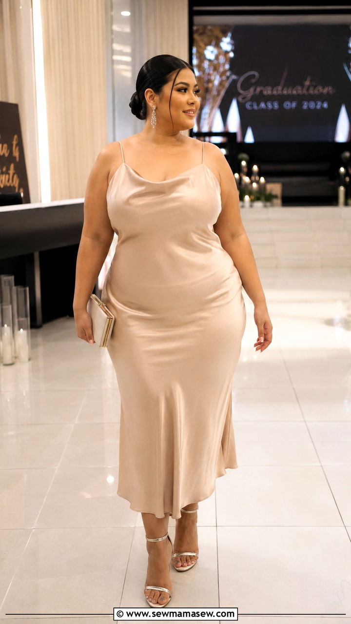 Plus Size Satin Dress Graduation Outfit - 30 Plus size graduation outfit ideas