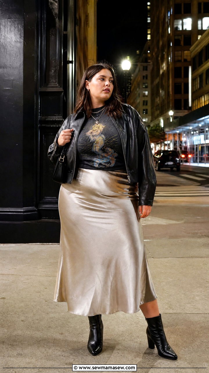 Plus Size Satin Skirt Outfit Size 26 - 25 Plus size outfit ideas size 26