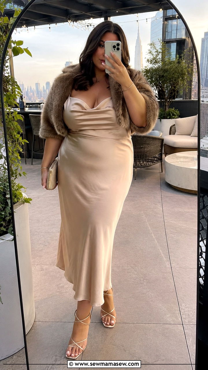 Plus Size Satin Slip Dress Night Out - 30 plus size girls night out outfit ideas
