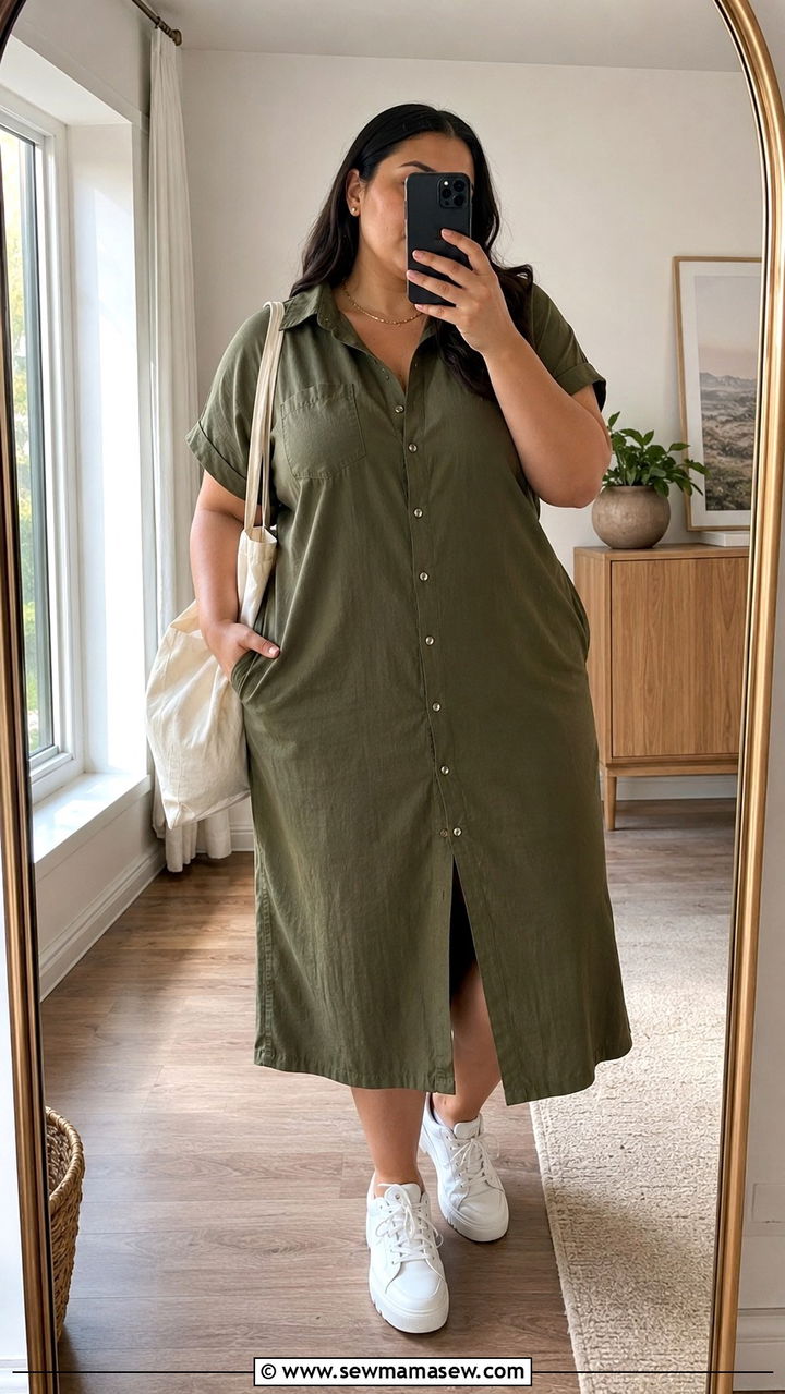 Plus Size Shirt Dress Outfit With Sneakers - 30 Plus size outfit ideas with dresses