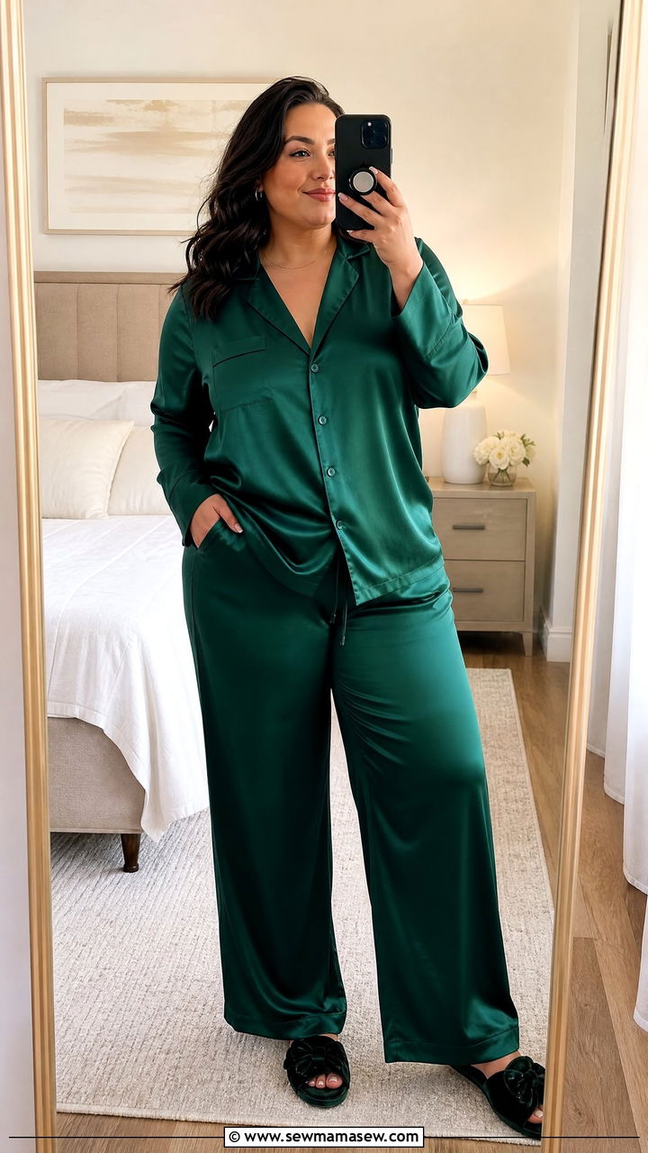 Plus Size Silk Pajama Set With Slippers - 30 Plus size pajama outfit ideas