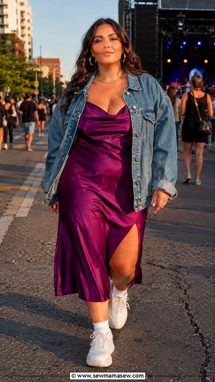 Plus Size Slip Dress And Chunky Sneakers Concert Outfit - 30 Plus size outfit ideas for concert