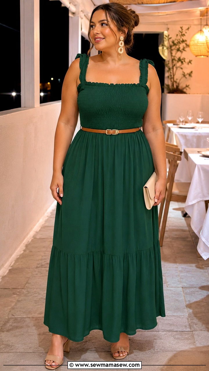 Plus Size Smocked Bodice Maxi Dress Summer Outfit - 25 Plus size outfit ideas size 14 summer