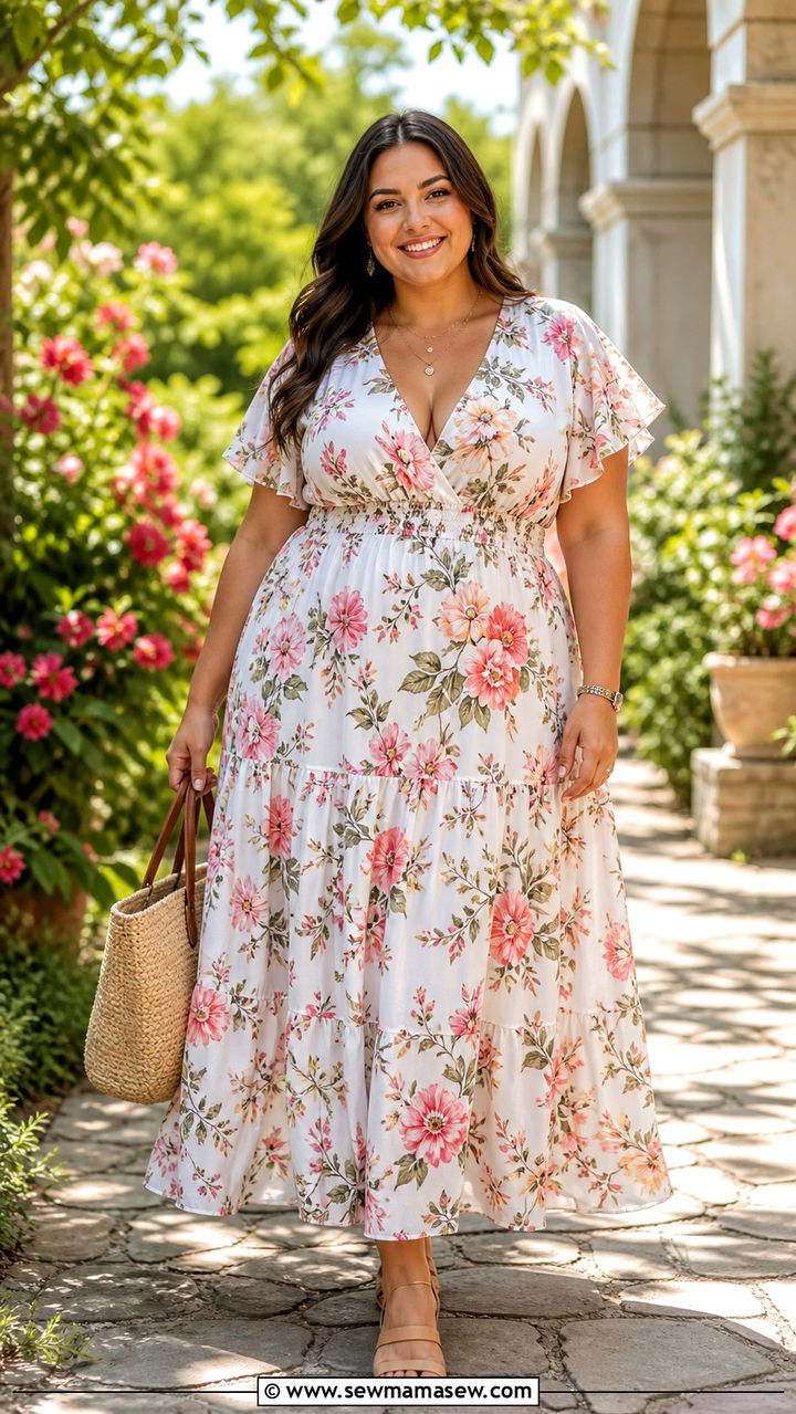 Plus Size Summer Outfit with Flowy Maxi Dress - 40 Plus size outfit ideas