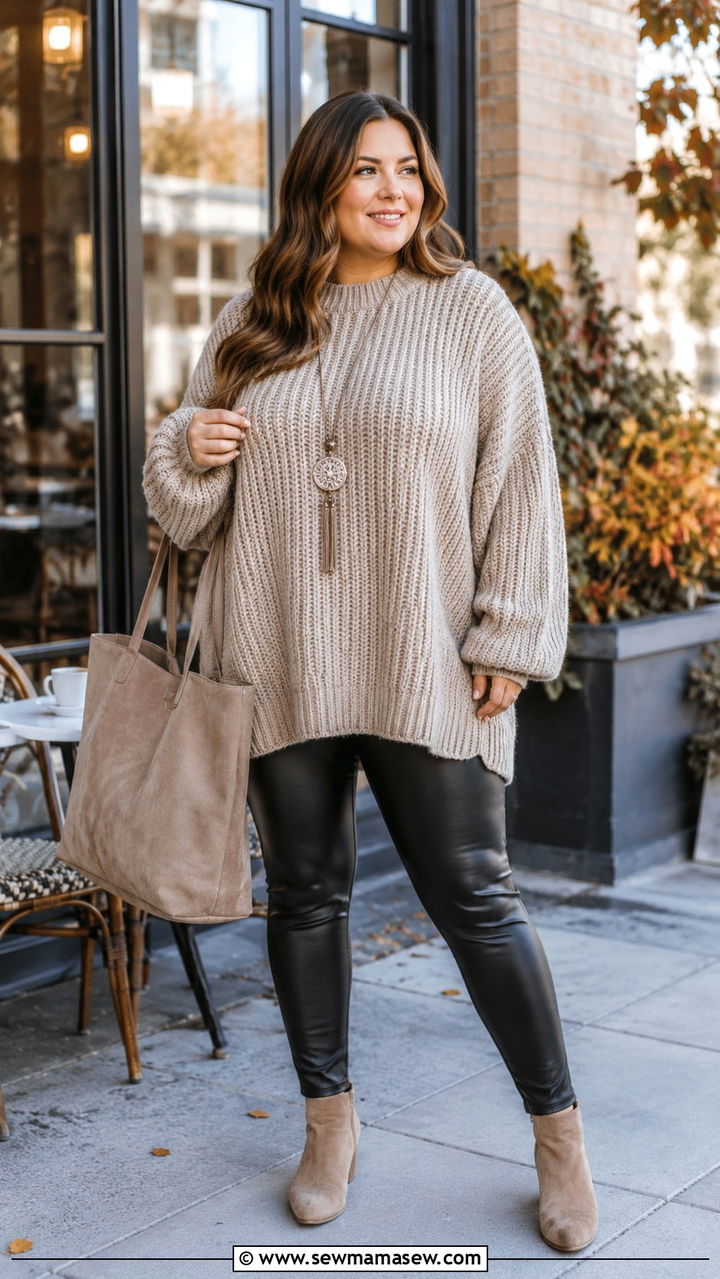 Plus Size Sweater And Leggings Outfit Size 26 - 25 Plus size outfit ideas size 26