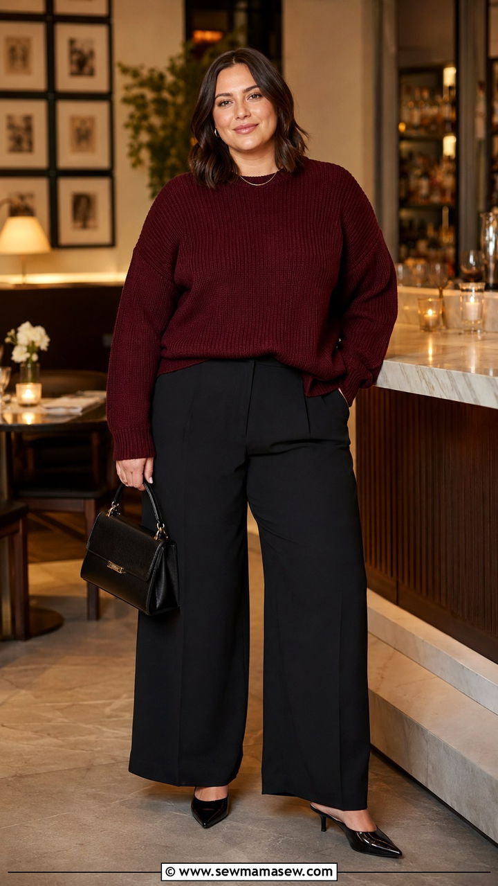 Plus Size Sweater And Wide Leg Trousers Outfit From Target - 20 Plus size from Target