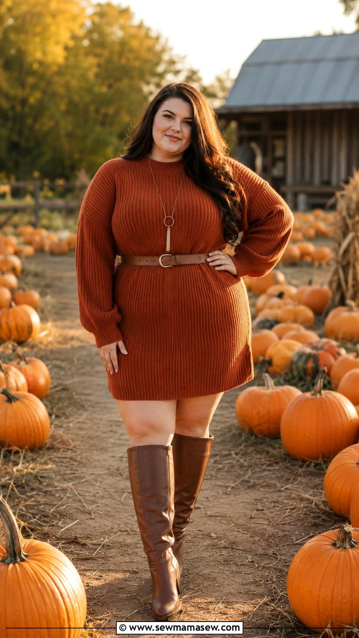 Plus Size Sweater Dress And Boots Photoshoot Outfit - 30 Plus size outfit ideas for photoshoot