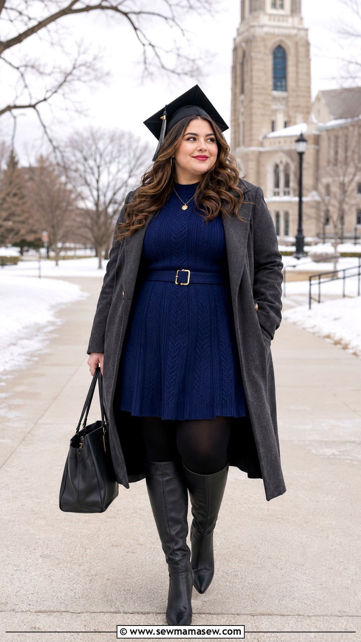 Plus Size Sweater Dress Graduation Outfit - 30 Plus size graduation outfit ideas
