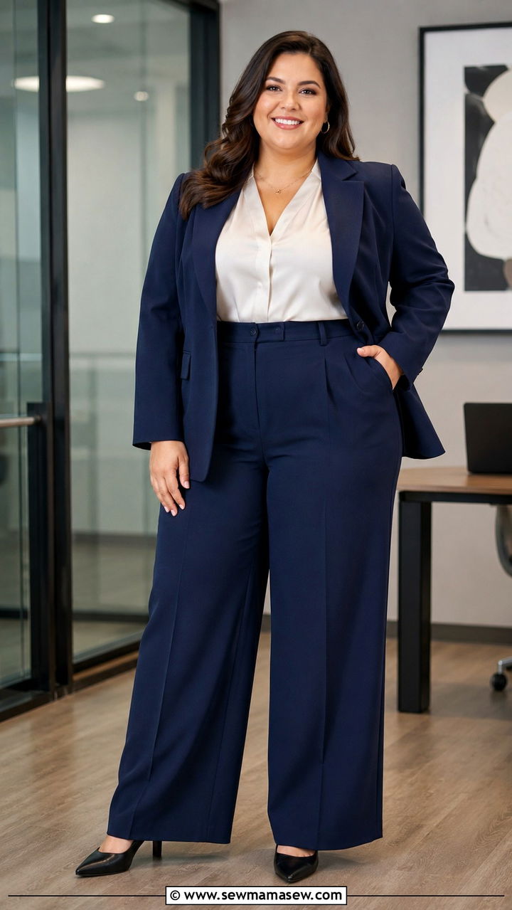 Plus Size Tailored Blazer and High Waisted Trousers Professional Photoshoot Outfit - 30 Plus size photoshoot outfit ideas