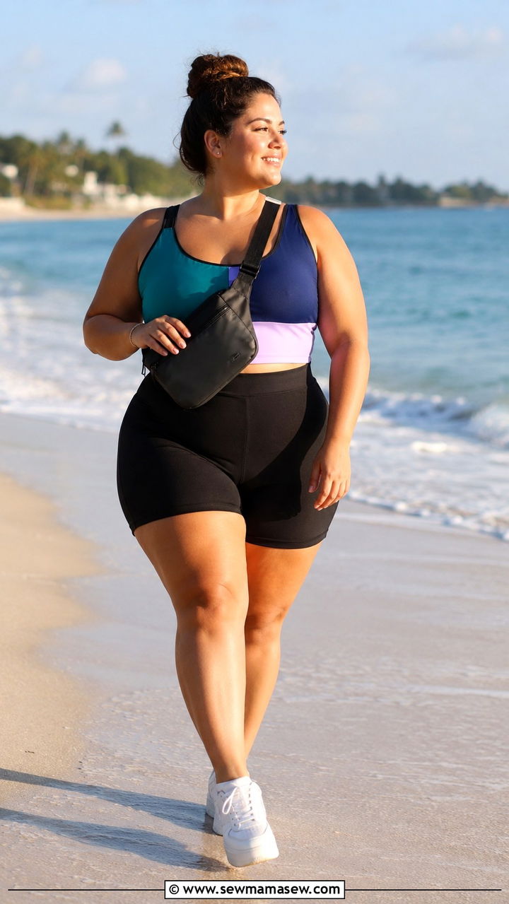 Plus Size Tankini and Bike Shorts Vacation Outfit - 25 Vacation outfits for plus size