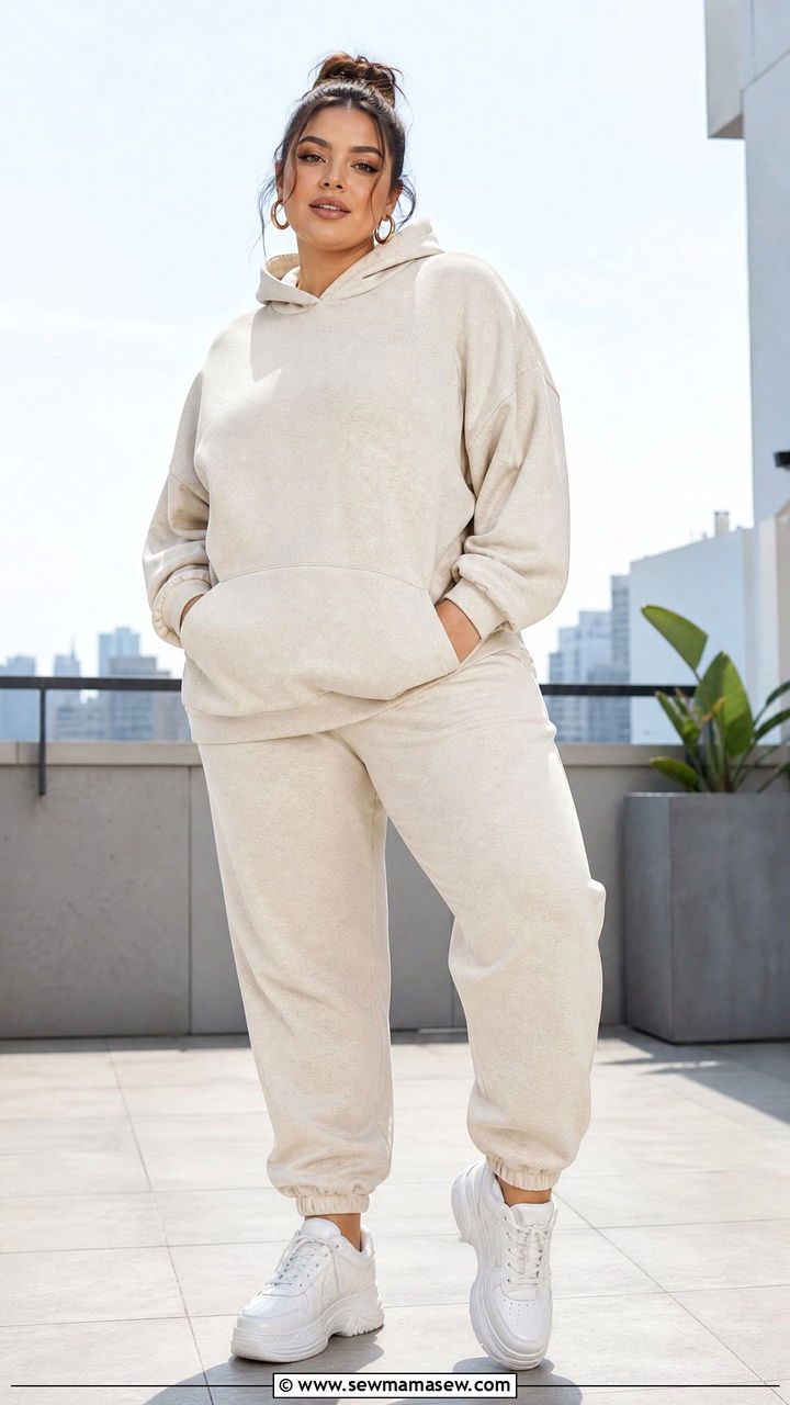 Plus Size Teen Matching Hoodie and Joggers Outfit - 30 Plus size outfit ideas for teens