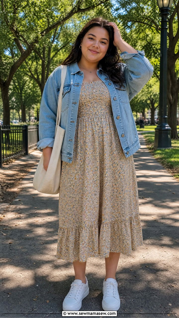 Plus Size Teen Midi Dress and Denim Jacket Outfit - 30 Plus size outfit ideas for teens