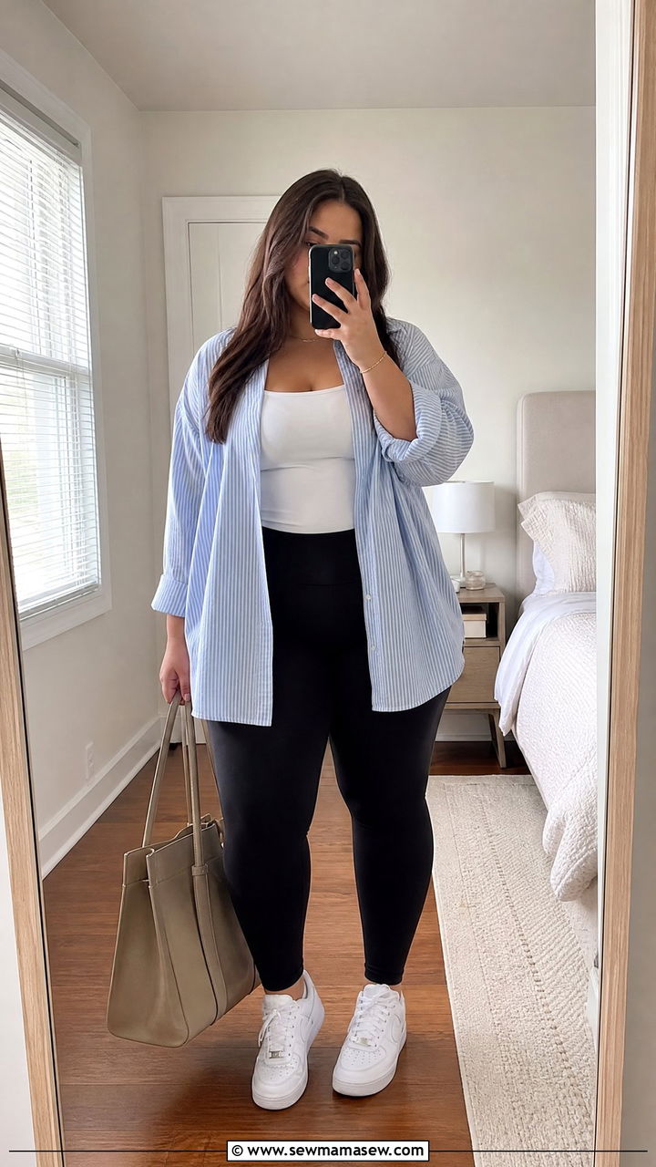 Plus Size Teen Oversized Shirt and Leggings Outfit - 30 Plus size outfit ideas for teens
