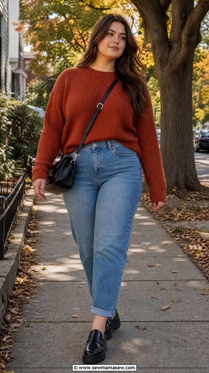 Plus Size Teen Sweater and Mom Jeans Outfit - 30 Plus size outfit ideas for teens