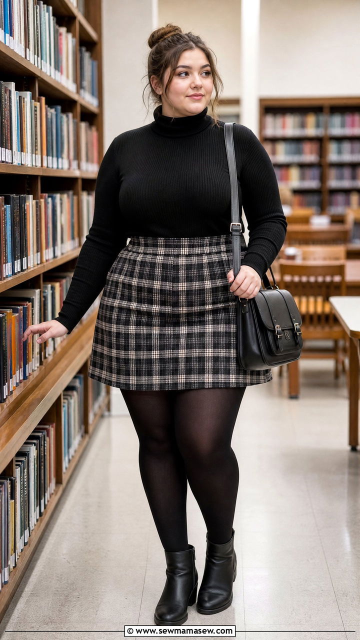 Plus Size Teen Turtleneck and A Line Skirt Outfit - 30 Plus size outfit ideas for teens